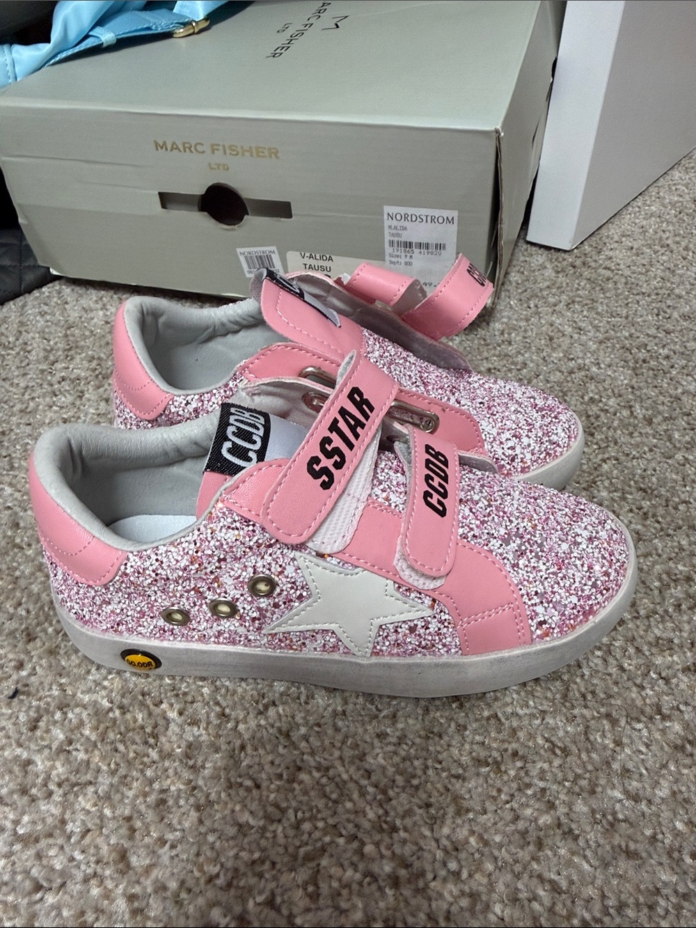 Lola + The Boys Pink Glitter Star Velcro Sneakers